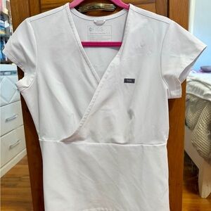 Figs Classic White Wrap Scrub Top